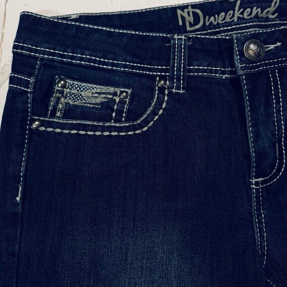 ND WEEKEND Jeans Women's Sz 6 Dark Blue Skinny‎ Embroidered Studs Stones Pockets - Picture 9 of 16